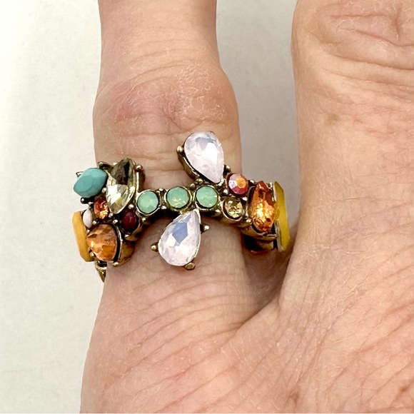 J. Crew Multi Rhinestone Ring Sz 6 Vintage - Picture 5 of 10